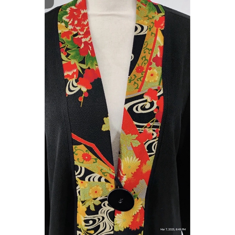 Soft Surroundings Black & Floral Asian Print Kimono Jacket Size 2X - Picture 10 of 11